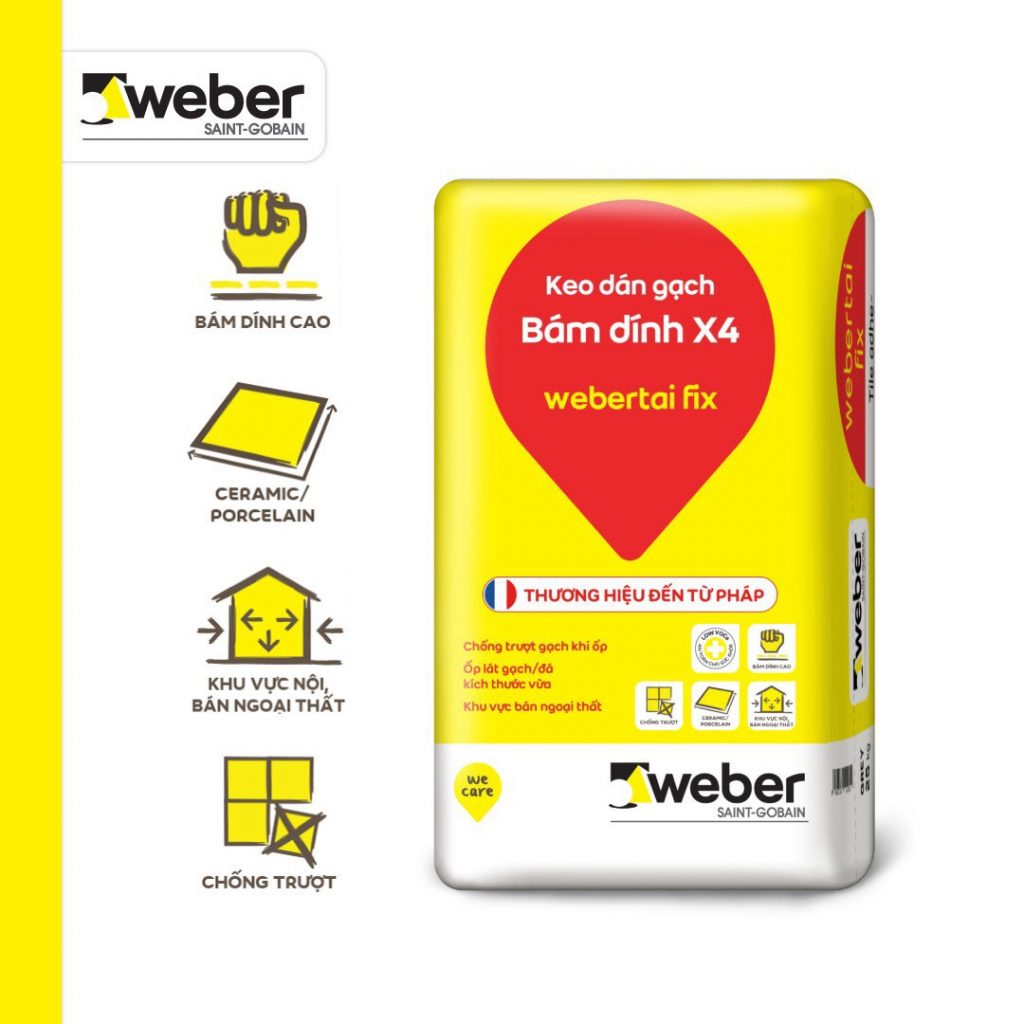 Keo dán gạch webertai fix dành cho gạch ốp tường phòng khách
