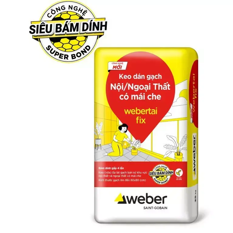 Keo dán gạch webertai fix cho phòng khách