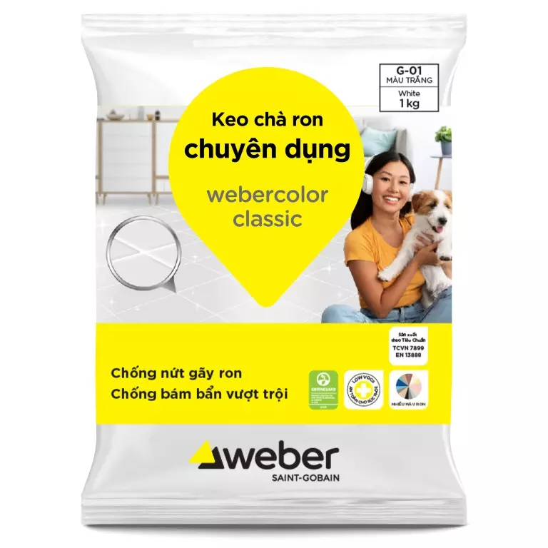 Keo chà ron gạch webercolor classic cho phòng khách