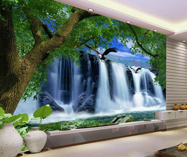 Gạch tranh 3D phong cảnh ốp tường trang trí phòng khách